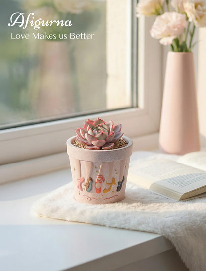 Dance Gift for Dancer Women: Hand-Painted Planter with 3D Relief - Dance Themed Gifts for Dance Lover Teacher Coach Girl - Dancer Present for Teachers Appreciation Week Christmas Birthday