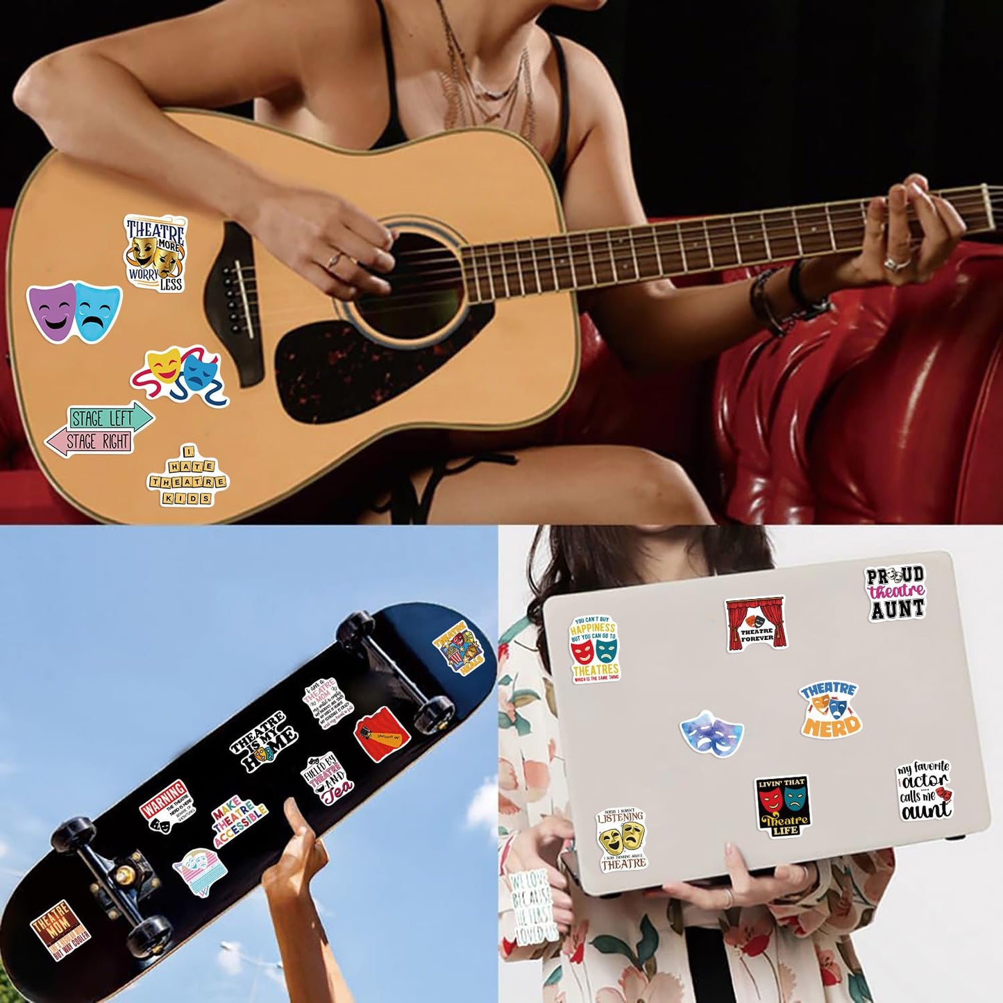 50 PCS Theatre Stickers,Aesthetic Waterproof Vinyl Stickers,Theatre Gifts-Drama Party Supplies-Gift for Water Bottle,Laptop,Phone,Skateboard Sticker for Teens Girls Kids Women&Men(Theatre)