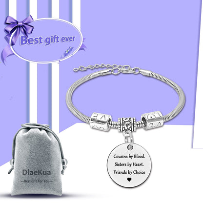DlaeKua Cousin Gift Bracelet Stainless Steel Christmas Gift for Cousin Birthday Gift Long Distance Relationship Gift for Cousin