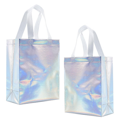 Tendwarm 12 Pcs 8x4x10 Inches Reusable Iridescent Gift Bag Favor Bags for Party Wedding Christmas Medium Size