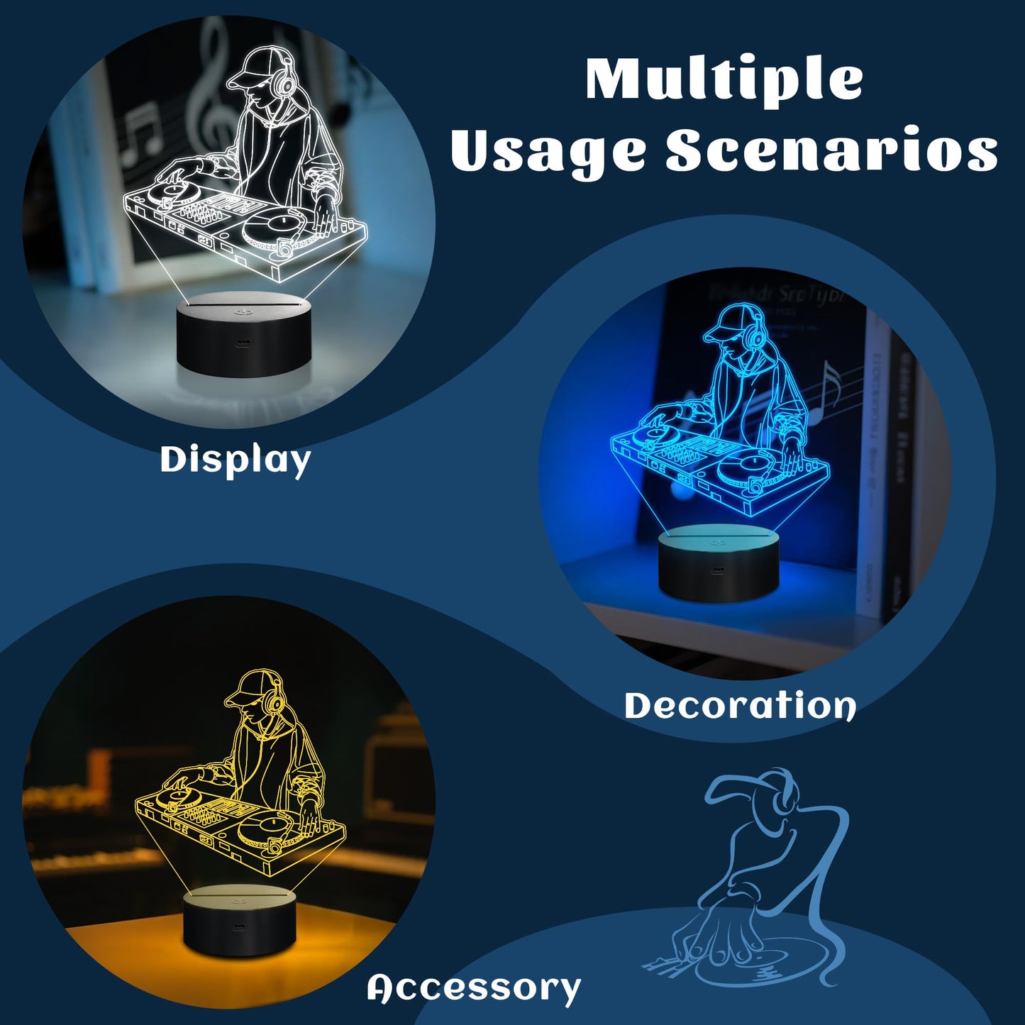 CoolGift Mart DJ Night Light, 3D LED Optical Illusion Lamp with 16 Colors and Remote Controller, Gifts for DJ Music Lovers