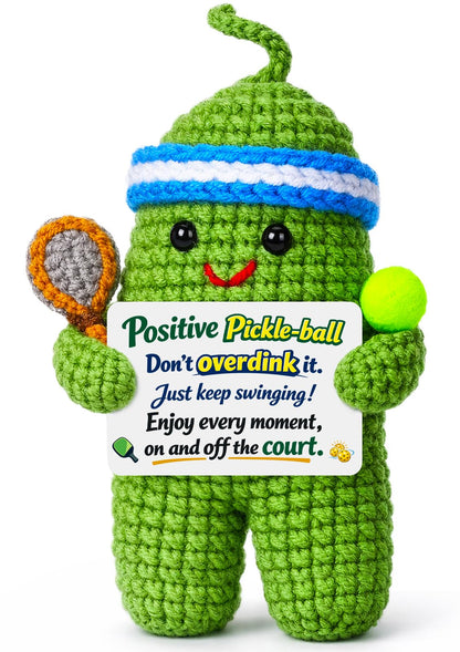 Pickleball Gifts for Women Men - Funny Crochet Pickle Ball Accessories Gift Inspirational Positive Support Stress Relief Cheer for Friend Coworker College Student Fathers Day Birthday