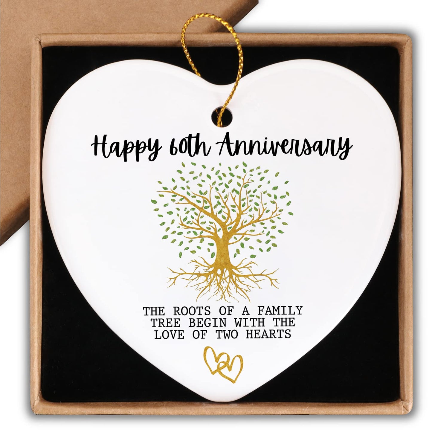 60th Anniversary Marriage Gifts for Couple Happy 60th Anniversary Ornament Keepsake Sign Heart Plaque Anniversary Romantic Couple Wedding Engagement Gifts for Her Him Wife Husband