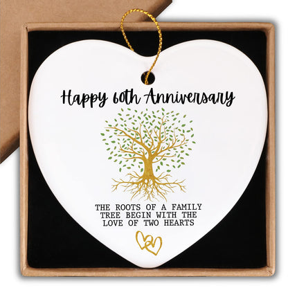 60th Anniversary Marriage Gifts for Couple Happy 60th Anniversary Ornament Keepsake Sign Heart Plaque Anniversary Romantic Couple Wedding Engagement Gifts for Her Him Wife Husband