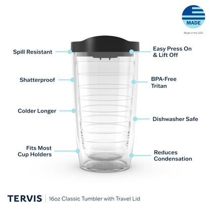 Tervis Mahjong Game Made in USA Double Walled Insulated Tumbler Travel Cup Keeps Drinks Cold & Hot, 16oz, Clear