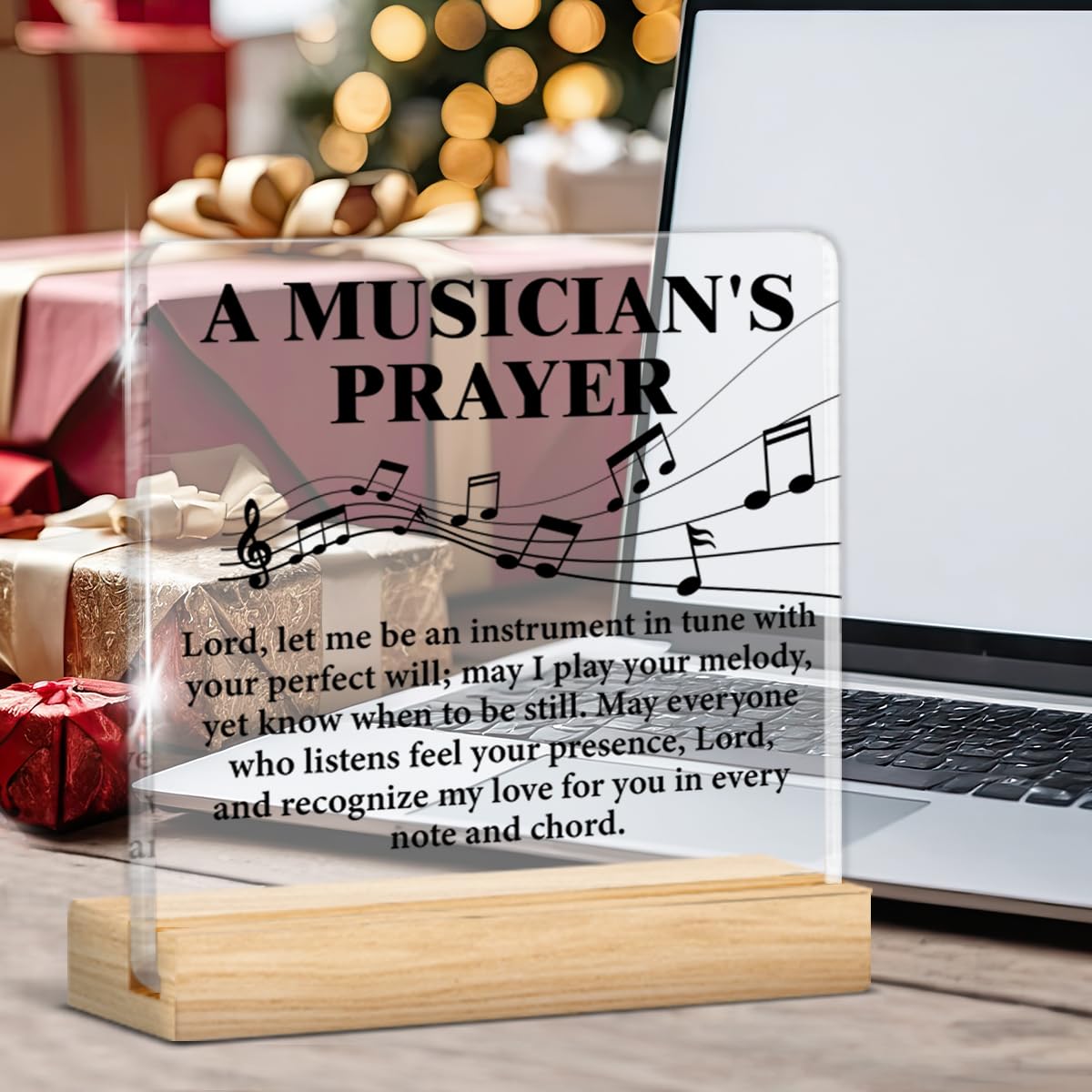 Musical Gifts for Men Women, Birthday Graduation Gifts for Music Lover Musicians Music Teacher, Musicians Prayer Clear Acrylic Desk Decorative Sign Home Office Decor