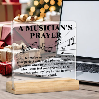 Musical Gifts for Men Women, Birthday Graduation Gifts for Music Lover Musicians Music Teacher, Musicians Prayer Clear Acrylic Desk Decorative Sign Home Office Decor
