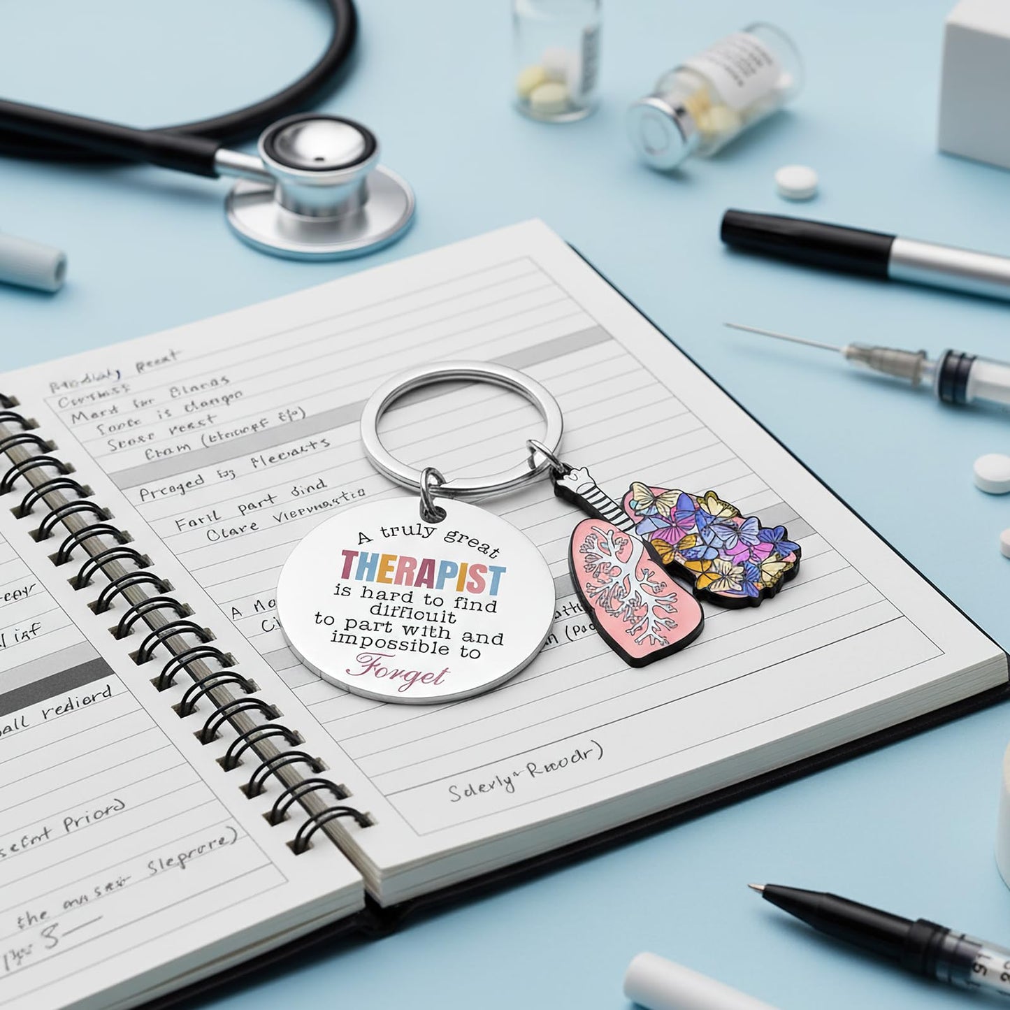 Respiratory Therapist Accessories Gifts - Butterflies Lung Therapy Keychain for Women Men Student Radiology Technologist Graduation Birthday Christmas RT Week Retirement Appreciation Gift