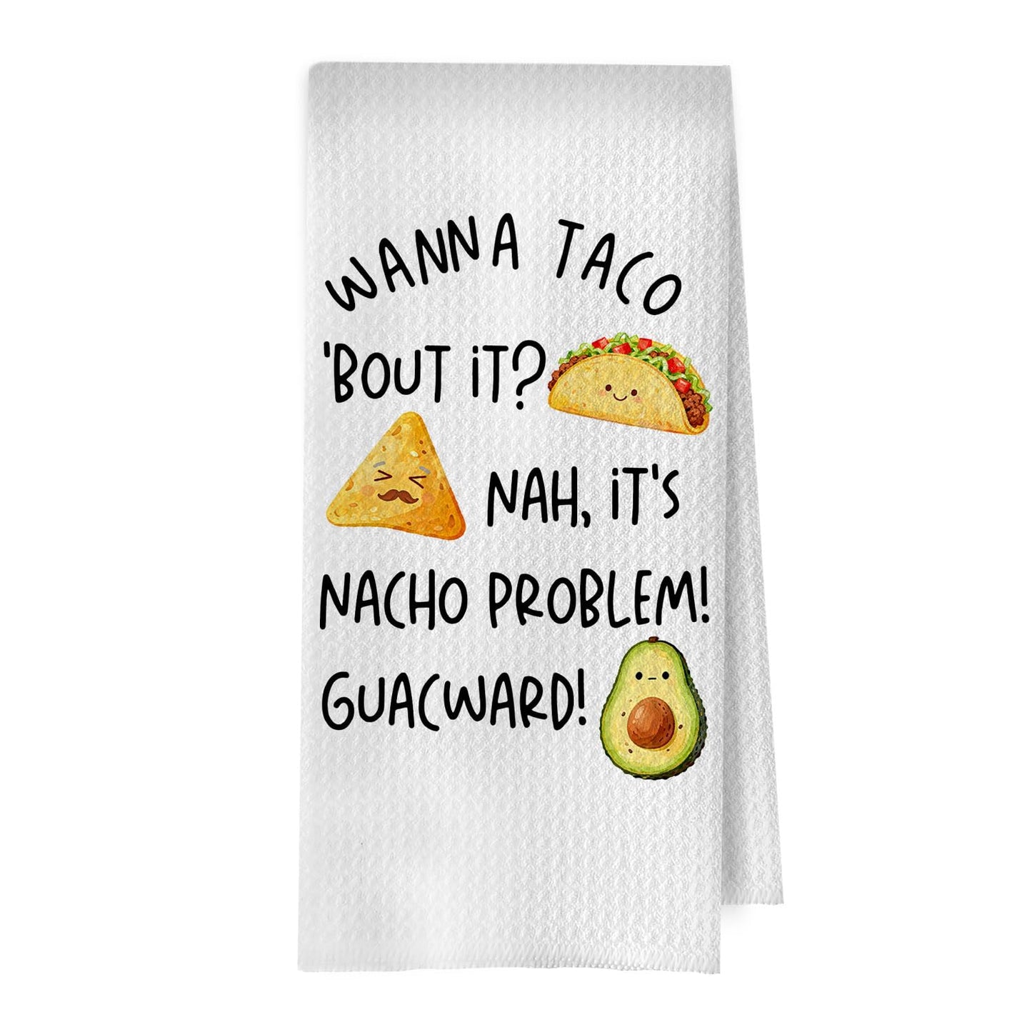 Mexican Gifts Kitchen Towels - Funny Mexican Gifts Decorative Waffle Dish Towels, Taco Themed Gift Hand Towel, Taco Tuesday Gift Tea Towel, 16×24 Inches