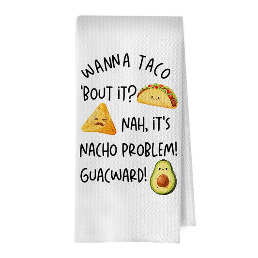 Mexican Gifts Kitchen Towels - Funny Mexican Gifts Decorative Waffle Dish Towels, Taco Themed Gift Hand Towel, Taco Tuesday Gift Tea Towel, 16×24 Inches