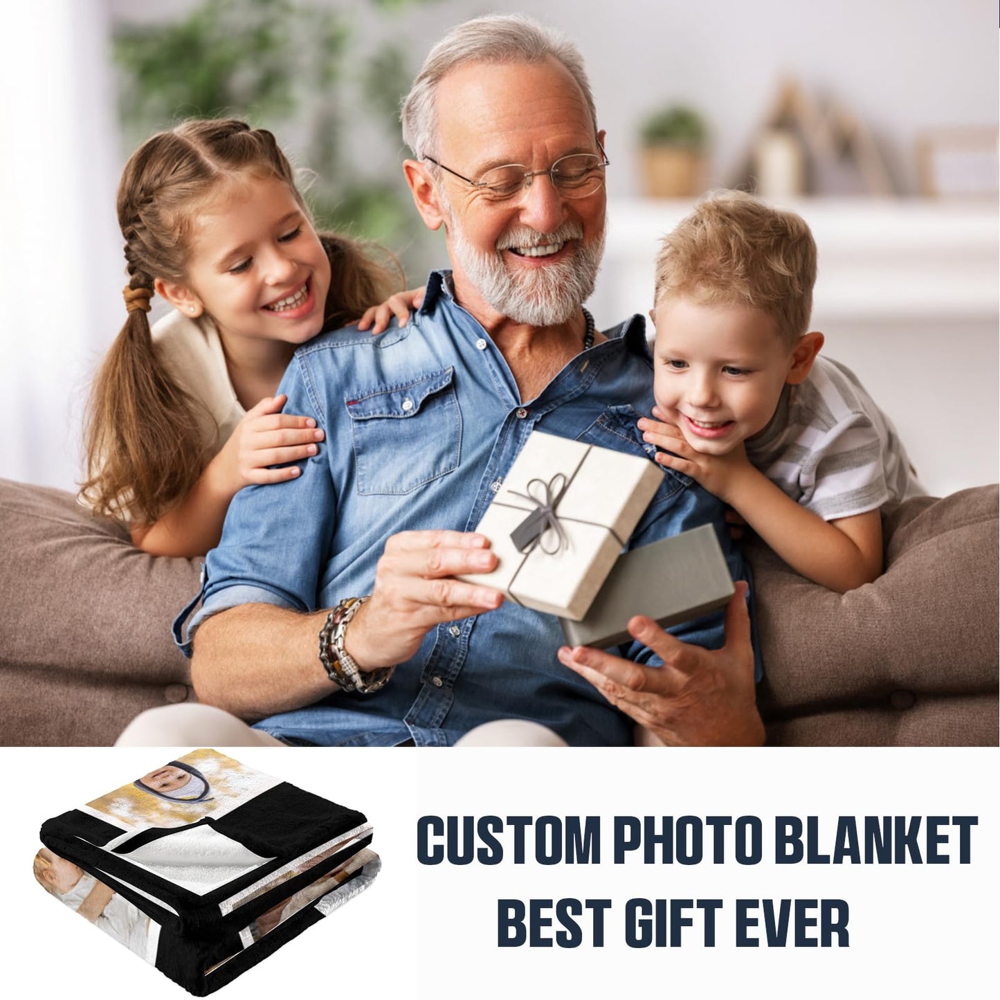 Gifts for Papaw, Custom Blankets with Photos, Personalized Papaw Picture Blanket, Customized Blankets with Photo Collage Throw, Christmas Birthday Gifts for Papa Grandpa Grandfather
