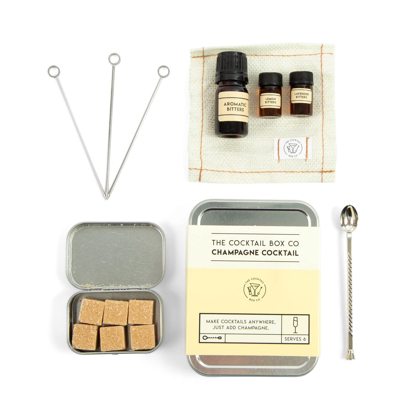 The Cocktail Box Co. Champagne Cocktail Kit - TSA Approved Champagne Travel Kit - Engagement & Birthday Gift - Pack of 1, Stainless Steel, Powder Form