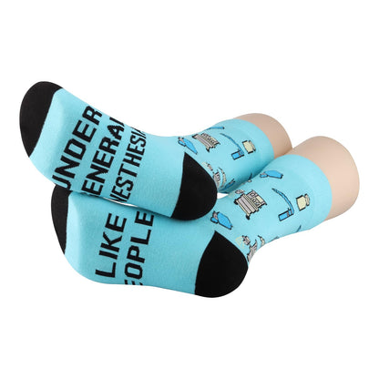 PXTIDY 2 Pairs Anesthesia Socks Anesthesiologist Gift Anesthesia Tech Gift Anesthesia Tech Week Gift Nurse Anesthesia Gifts