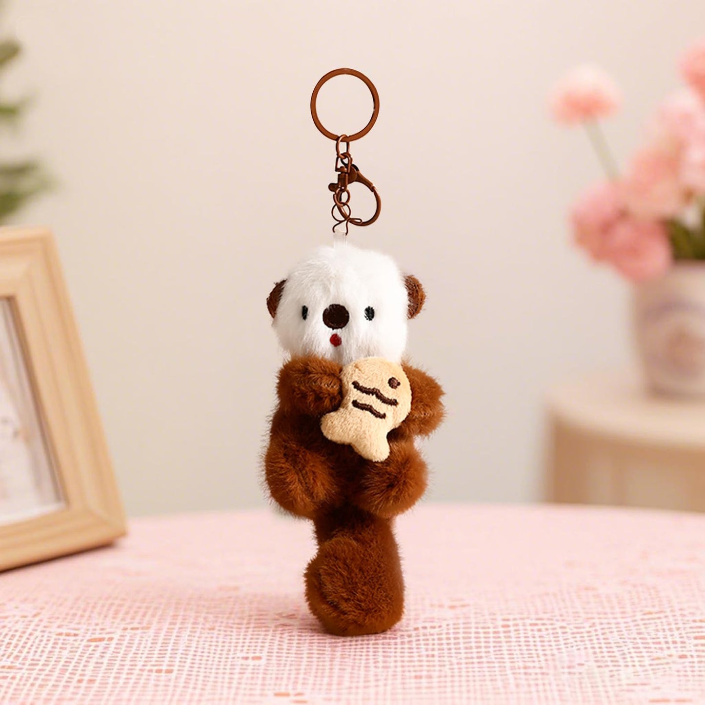 Plush Keychain Otter Charm for Women Teens & Animal Lovers | for Handbags Purses Backpacks & Car Keys | Birthday Gift