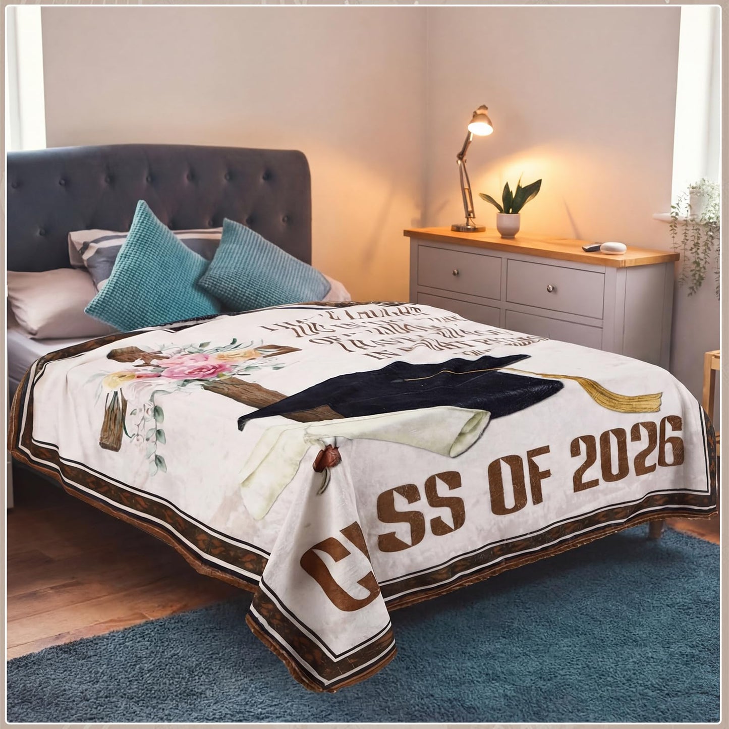 HunnmingRe 2026 Christian Graduation Gifts Throw Blanket 60"x50", Class of 2026 College Graduation Gift for Him Her, Inspirational Religious Gifts for College High School Graduate