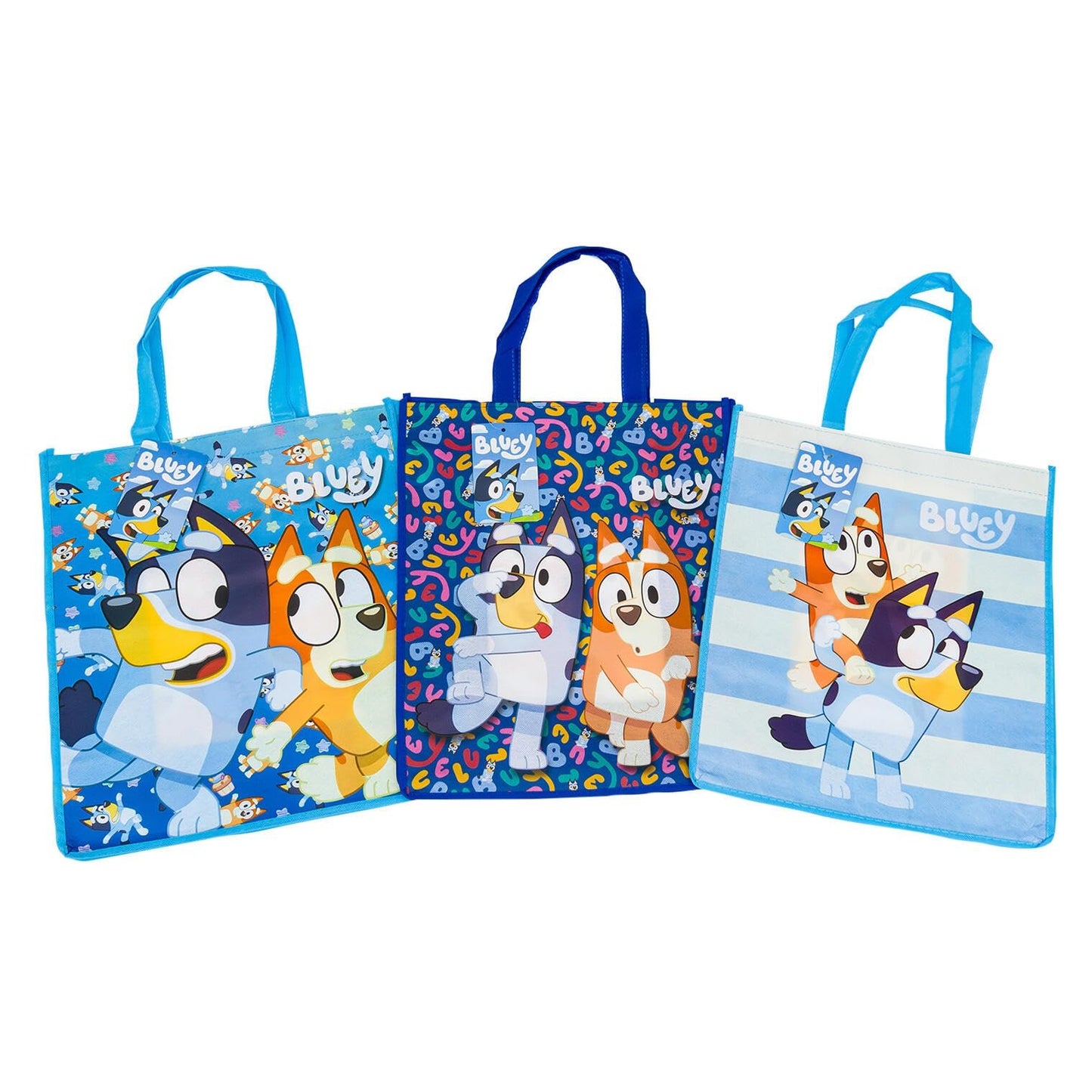 Disney Bluey Reusable Shopping Tote Bags, 16 Inch, Multi-Pack