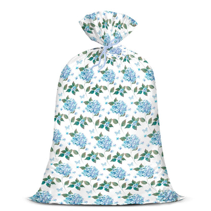 WRAPAHOLIC 56" Large Hydrangea Floral Plastic Gift Bag - Blue Hydrangea Flower Jumbo Bike Bag Gift Wrap for Wedding, Birthday, Bridal Shower, Tea Party - 56" H x 36" W