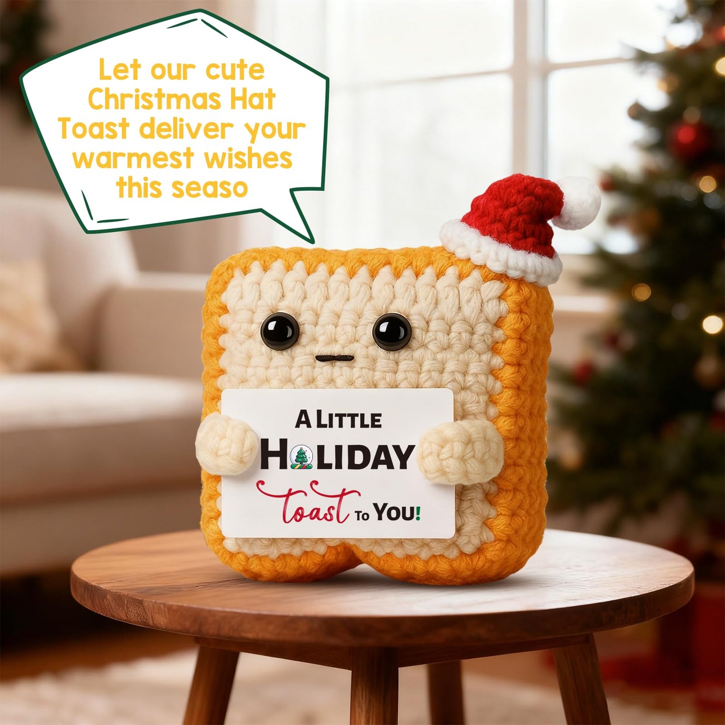 Christmas for Women, Men, Best Friend–Unique Xmas Secret Santa Decor Idea–Crochet Toast Ornament Stocking Stuffers Gift for Her Him Coworker