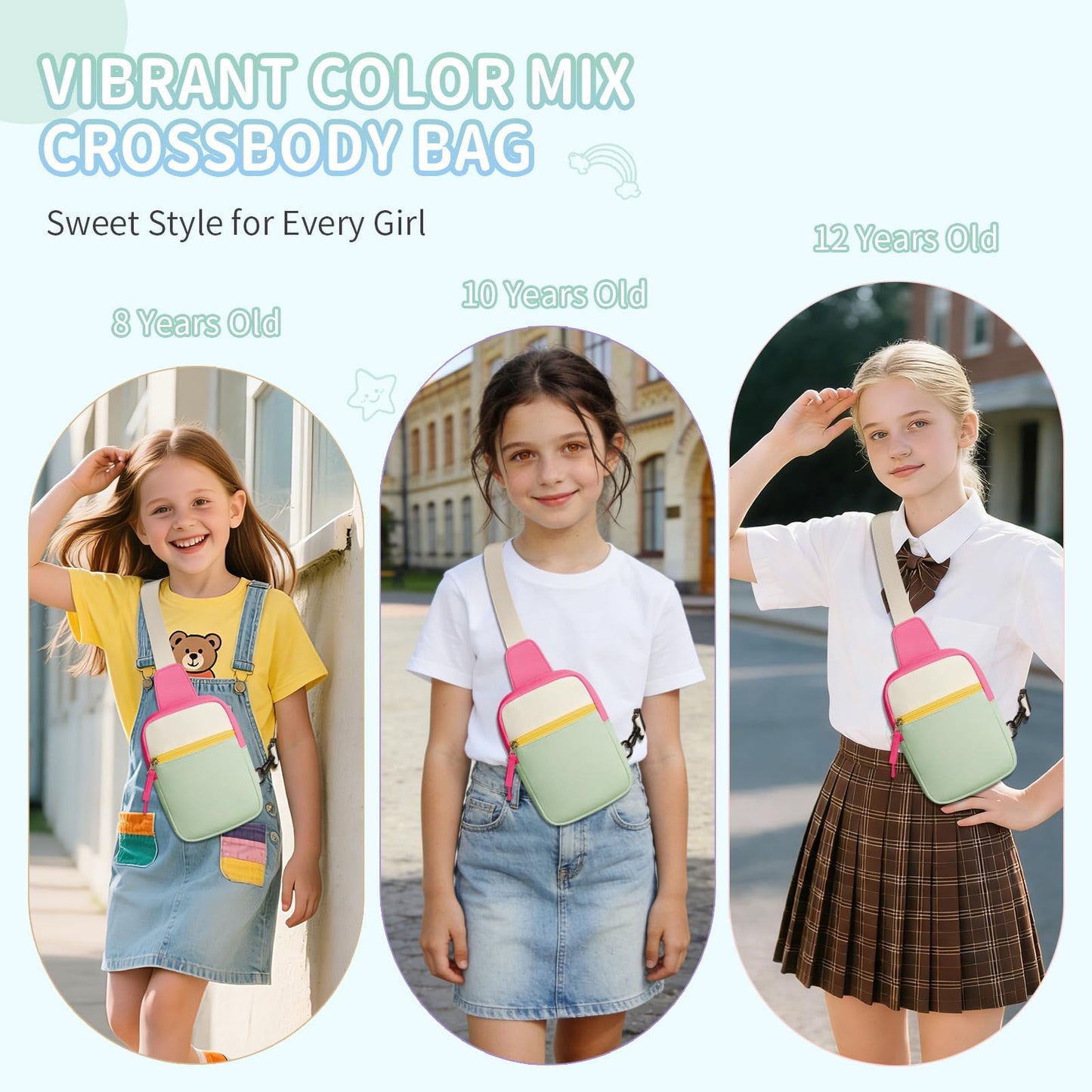 Birthday Kindergarten Graduation Gifts 8 9 10 11 12 Year Old Teens Girls Her, Fanny Pack Crossbody Bag Sling Belt Bags Purse, Communion Preppy Teen Girl Gift Trendy Stuff Travel Essentials