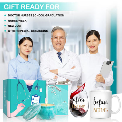 Before Patients After Patients Gift Set, 13 oz Coffee Mug and 19 oz Stemless Wine Glass for Dentists, Doctors, Nurse, Hygienists,Assistants, Physician, Nurses' week Graduation Birthday Gifts for Women
