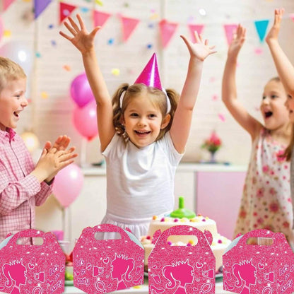 Zliisang 16PCS Pink Princess Candy Boxes Pink Goodie Gift Bags for Kids Princess Theme Birthday Party Favors Bags Girl Birthday Party & Bridal Shower Decorations