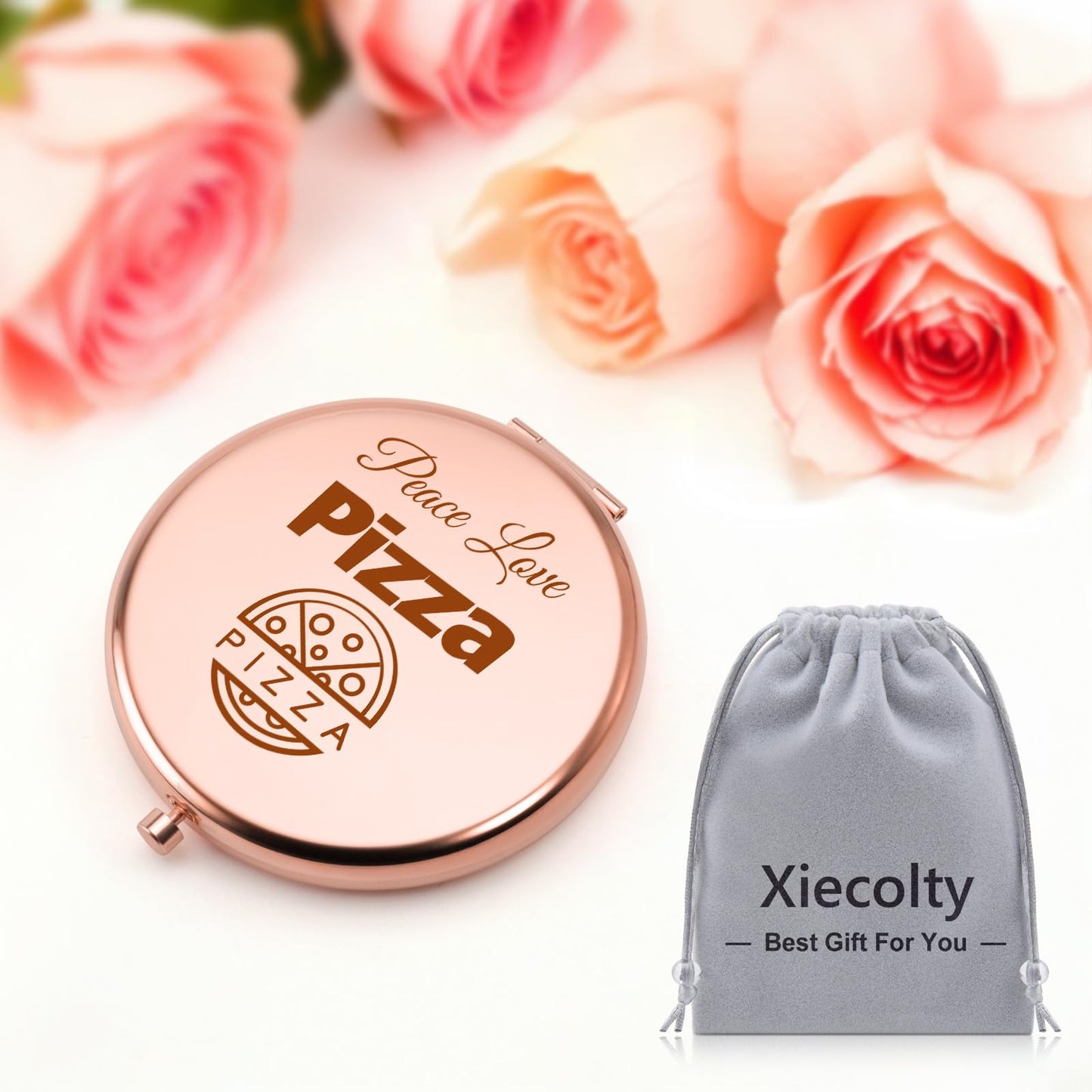 Pizza Gifts for Pizza Lover Compact Makeup Mirror Pizza Themed Gifts for Women Girls Sisters Friends Coworkers Birthday Presents for Foodie Chef Baker Food Lovers Present Folding Makeup Mirror