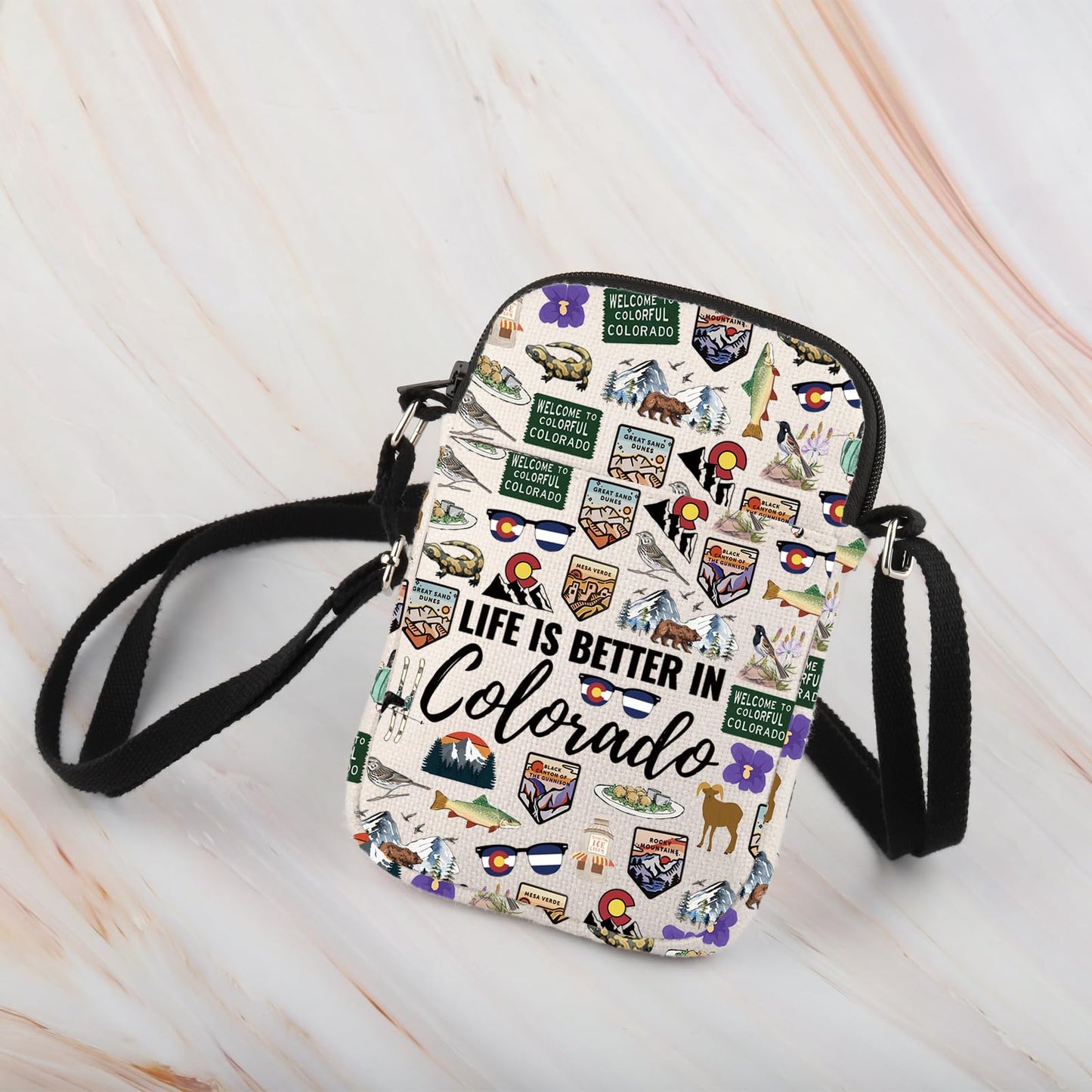 WCGXKO Colorado Travel Trip Gift Life Is Better In Colorado Crossbody Bag Colorado Vacation Souvenirs
