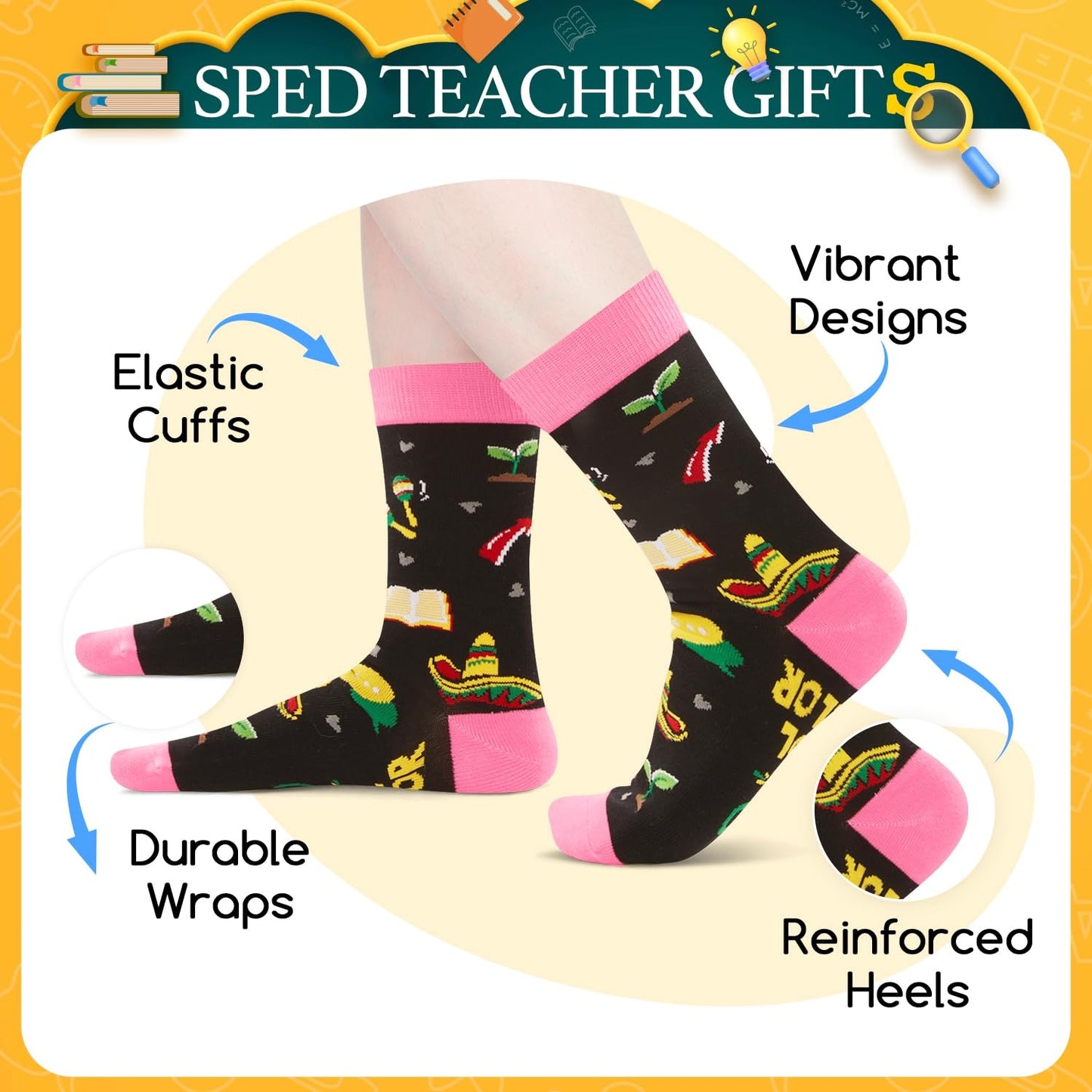 HAPPYPOP School Staff Appreciation Gifts - Socks for Preschool Sped Teacher Nurse Counselor
