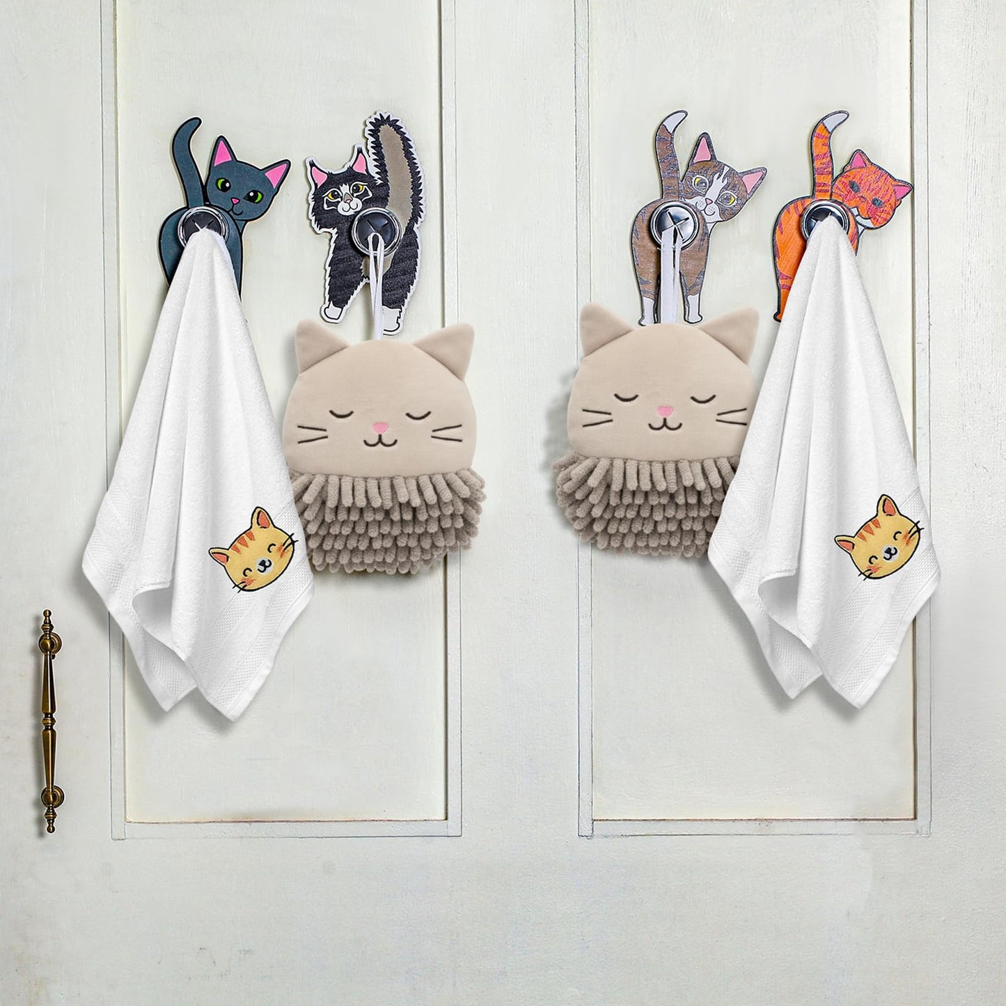 Ceenna 4 Pcs Funny Cat Butt Towel Holder Cat Themed Elephant Gifts for Lovers Cute Kitchen Towel Hook Decorative for Mothers Day Gifts Bathroom Kitchen Housewarming Birthday