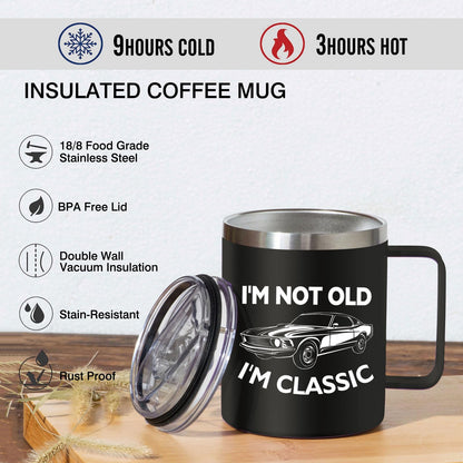 Abledn Birthday Gifts for Men - I'm Not Old I'm Classic Coffee Mug - Christmas Birthday Gifts for Men, Dad, Grandpa, Him, Husband (14oz, Black)