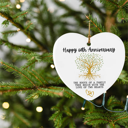 60th Anniversary Marriage Gifts for Couple Happy 60th Anniversary Ornament Keepsake Sign Heart Plaque Anniversary Romantic Couple Wedding Engagement Gifts for Her Him Wife Husband