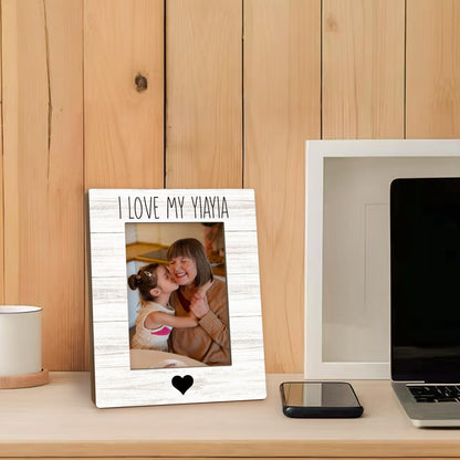 Yiayia Gifts Picture Frame 5x7, Yiayias Photo Frame, Christmas Mothers Day Birthday Gifts for Yiayias from Grandkids, I Love My Yiayia Wooden Picture Photo Frames for Desk Home Room Decor