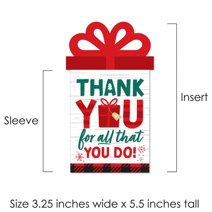 Big Dot of Happiness Holiday Thank You - Christmas Appreciation Money and Gift Card Sleeves - Nifty Gifty Card Holders - Set of 8