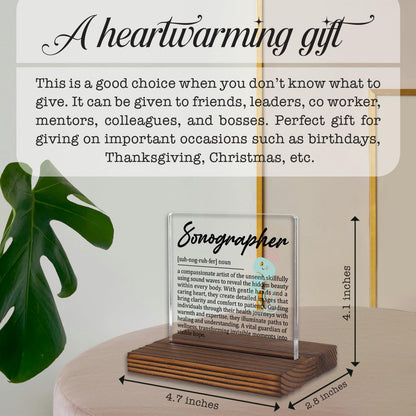 Sonographer Gifts, Thank You Desk Sign for Ultrasound Technicians, Appreciation Plaque for Medical Imaging Staff, Graduation Birthday Office Decor for Sonography Professionals PA023