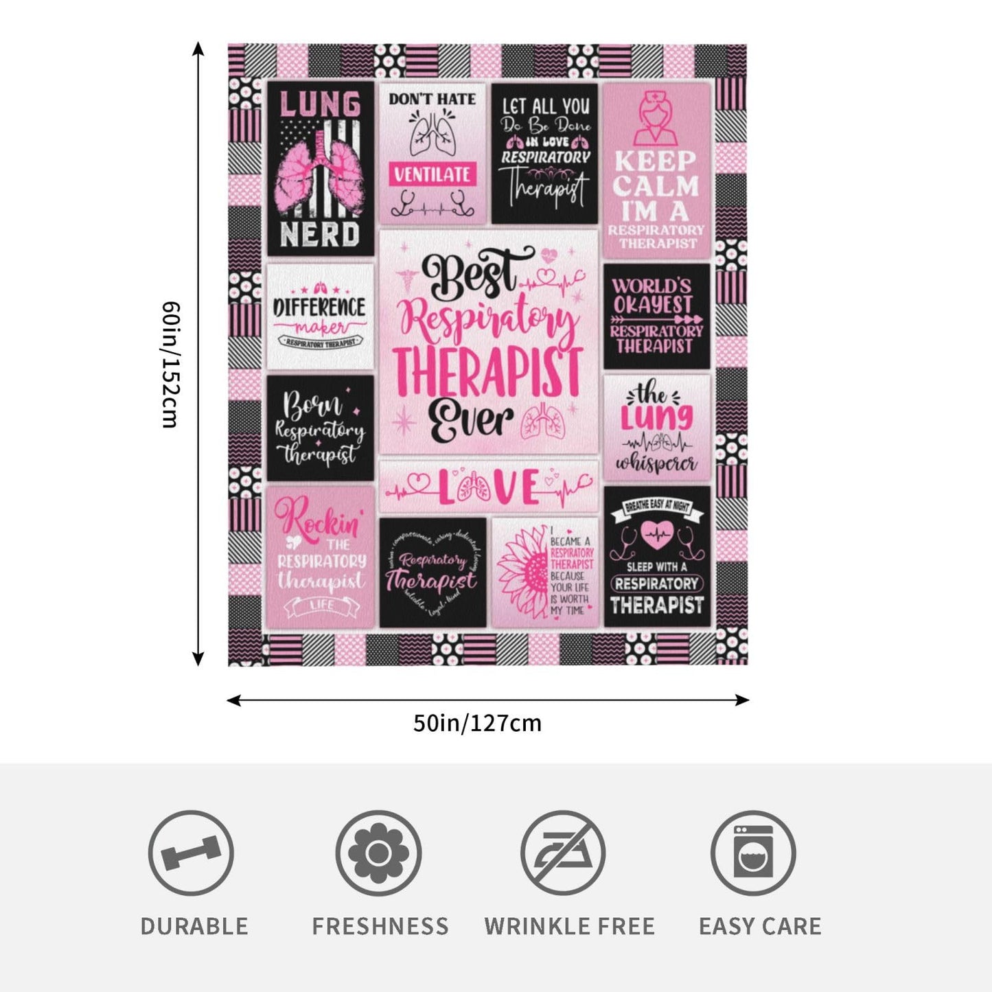 Respiratory Therapist Gifts, Respiratory Therapist Gifts for Women, Respiratory Care Week Gifts for Respiratory Therapist, Respiratory Therapist Birthday Gifts Throw Blanket 50"X 60"