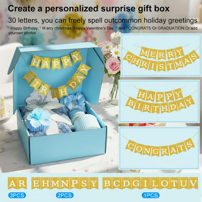 Zopeal Birthday Gifts Baskets for Women with Custom Banner, Gifts Relaxing Spa Package Thank You Box for Her Mom Sister Friend Wife Teacher Coworker(Blue)