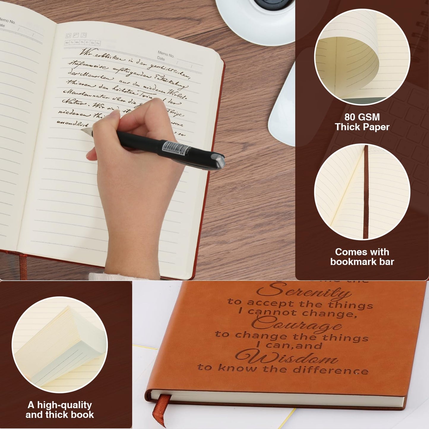 AA & NA Sobriety Leather Notebook Addiction Recovery Gift for Friends Women Men Birthday Gifts New Beginnings Gifts for Friends (God grant me-AA)