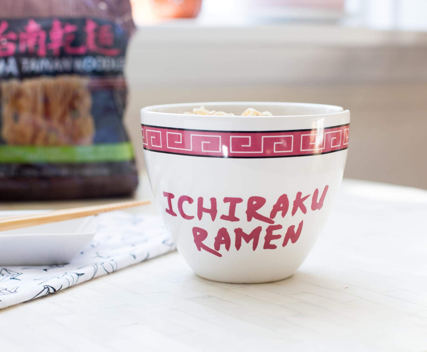 Naruto "Ichiraku Ramen Japanese Ceramic Dish Set | 16-Ounce Ramen Bowl and Chopsticks Set