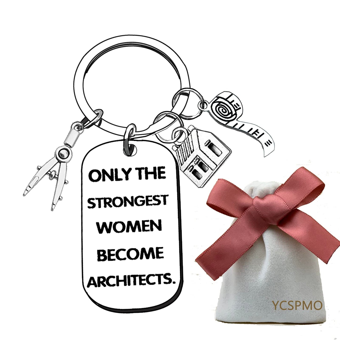Architecture Gifts for Women: Thank You Keychains for Future Female Architect Students & Engineers - Inspirational Graduation & Retirement Key Ring Presents