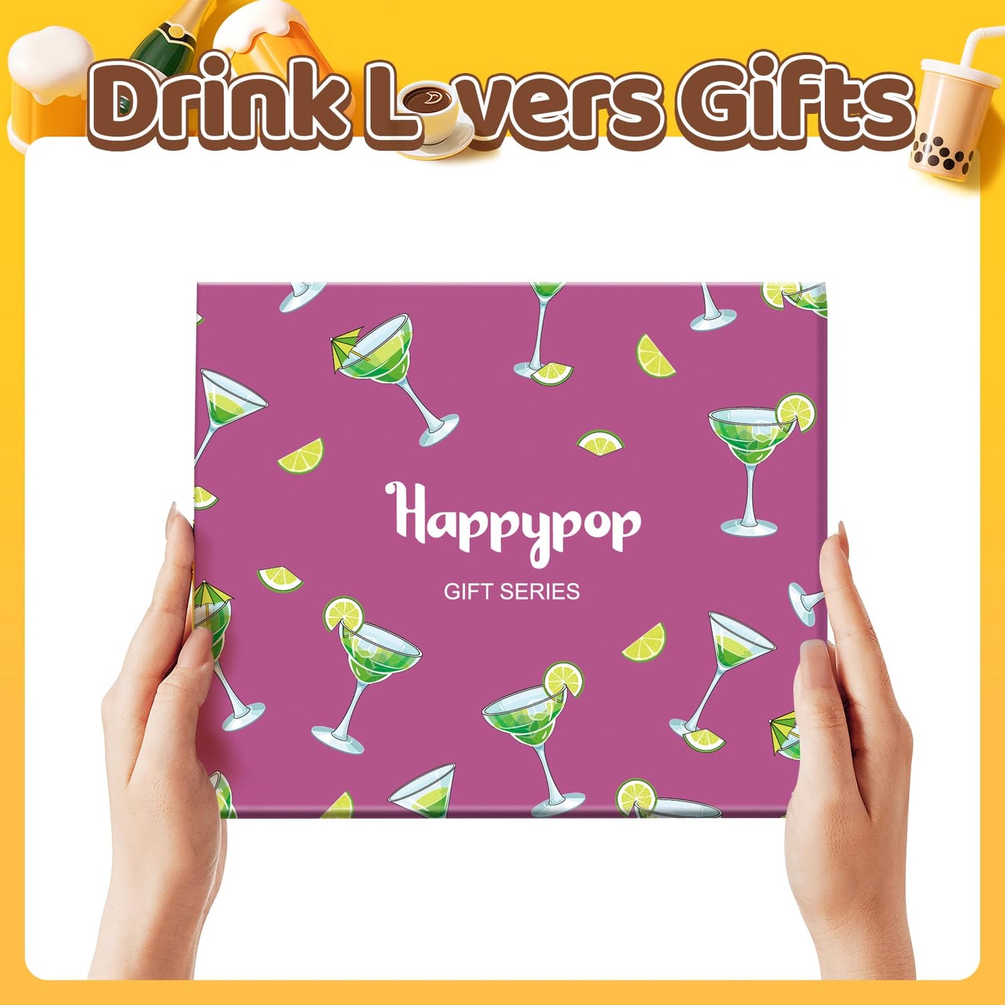 HAPPYPOP Drink Socks for Women Men - Tea Lovers Gifts, Margarita Whiskey Socks for Drinker