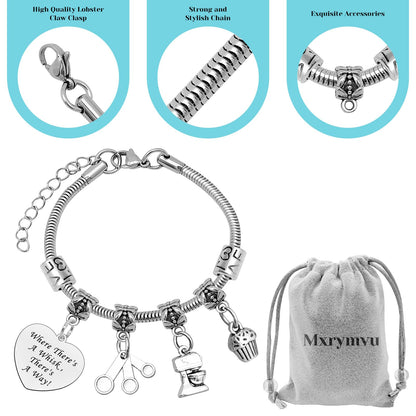 Mxrymvu Baking Gift for Women Bracelet Baking Lover Gift Bakers Themed Accessories Gifts for Culinary Student Inspirational Gifts for Bakers Christmas Birthday Graduation Present Jewelry