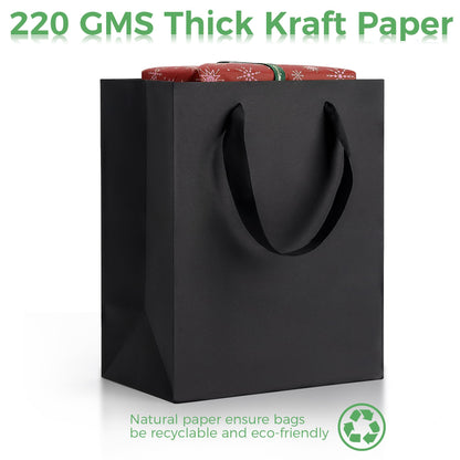 MOXARYSU Black Gift Bags With Handles: 8x5x10 Inch 50pcs Black Paper Bags Medium Bulk For Party Shopping Birthday Wedding (M, 50)