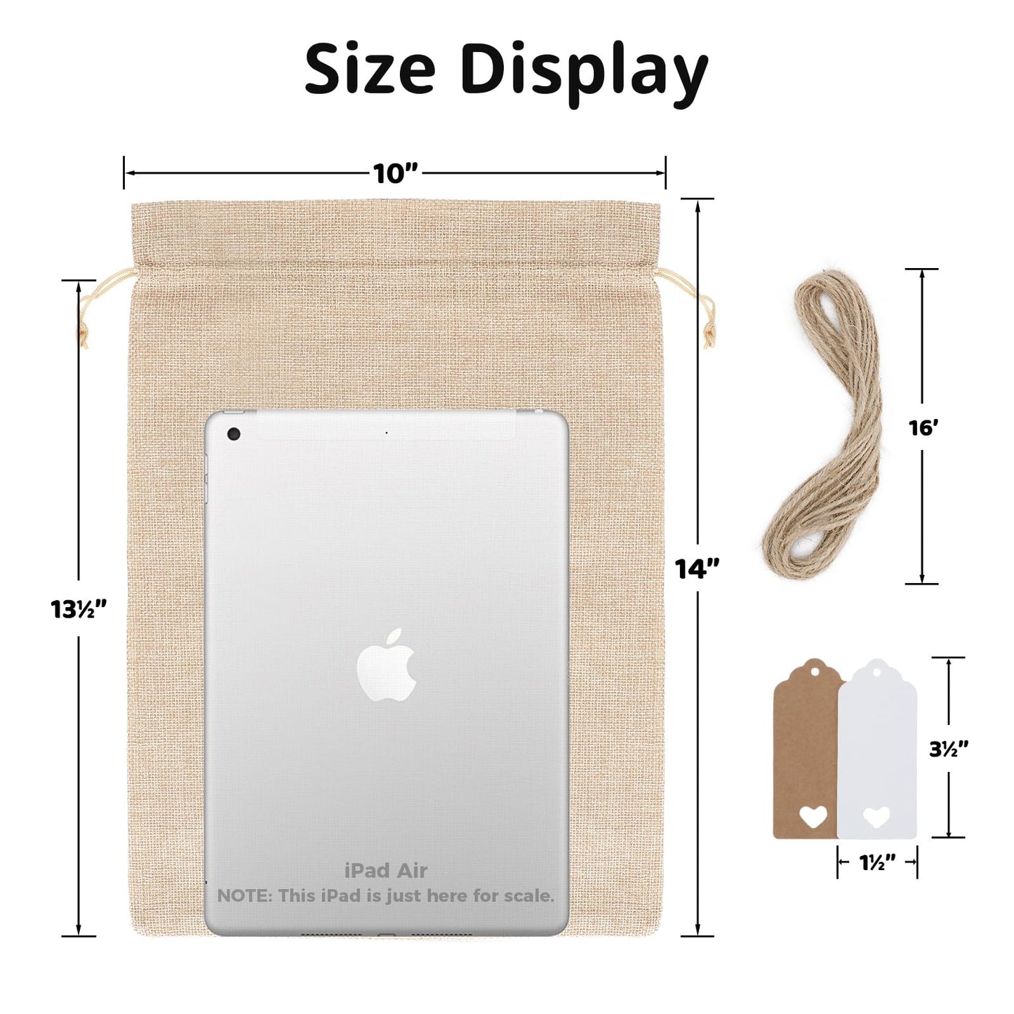 Burlap Bags with Drawstring - 10Pcs 10x14 Gift Sacks for Wrapping Memorial Day Favors, Clothes, Breads, For Birthday, Wedding, DIY, Household Use