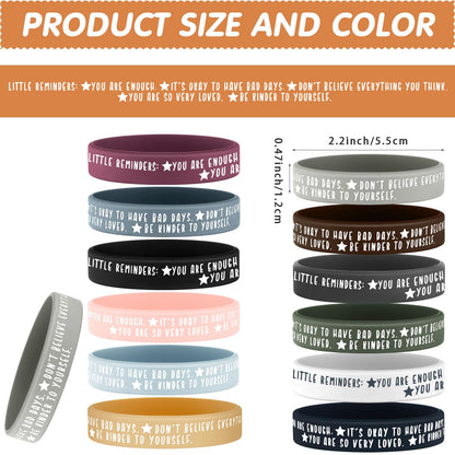 Ecation 36 Pcs Mental Health Awareness Month Wristbands Bulk Motivational Rubber Bracelets Positive Silicone Bracelets Mental Health Gifts for Office Public Social Event Student