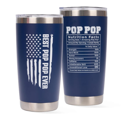 Pop Pop Gifts - Gift for PopPop from Grandkids - Fathers Day Christmas Birthday Gifts Idea - Tumbler 20Oz Stainless Steel