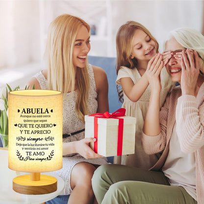 Birthday Gifts for Grandma in Spanish, Regalos para Abuela Fabric Bedside Table Lamp Presents, Christmas Mothers Day Valentines Day Gifts for Grandma Grandmother from Grandkids
