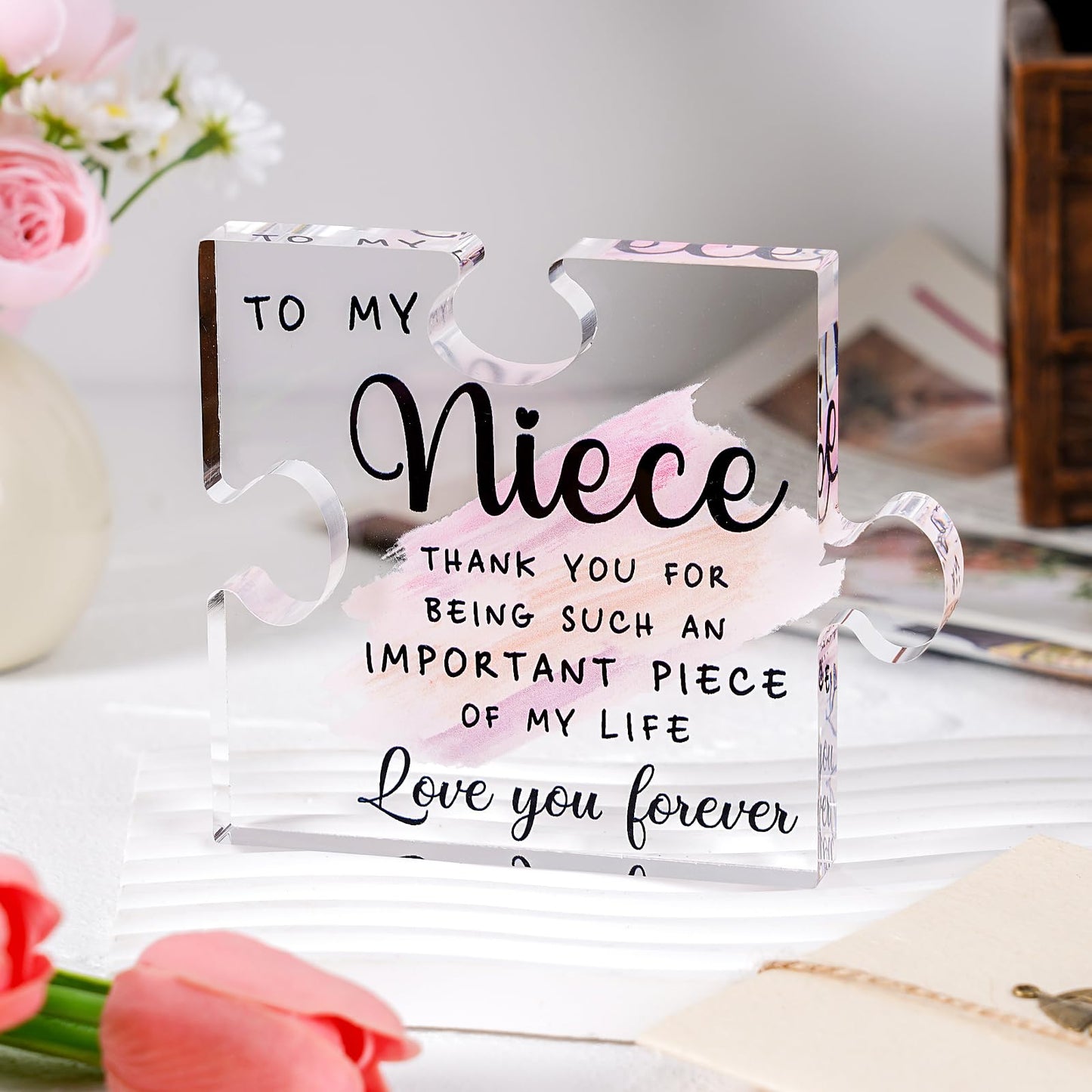 LukieJac Niece Gifts from Auntie Uncle - Nieces Birthday Gifts Best Niece Ever Gift for Nieces from Aunt Graduation Mothers Day Christmas Valentines Day Gift Paperweight Keepsake 4.7 x 3.9 Inch