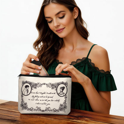 S&ZG Literary Classic Novel Makeup Bag, Jane Austen Gifts, Cute Merch Travel Small Makeup Bag for Purse, Book Lover Gifts for Women