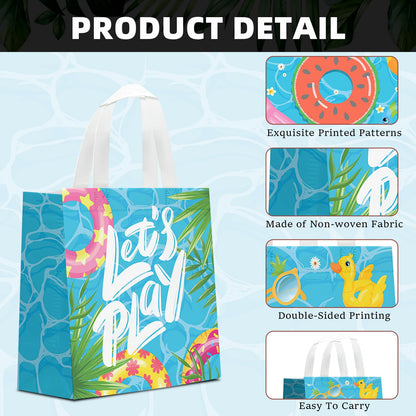 KERINGO 24 PCS Pool Party Favors Gift Bags Summer Beach Swimming Theme Non-Woven Gift Treat Bags with Handles for Summer Pool Party Supplies