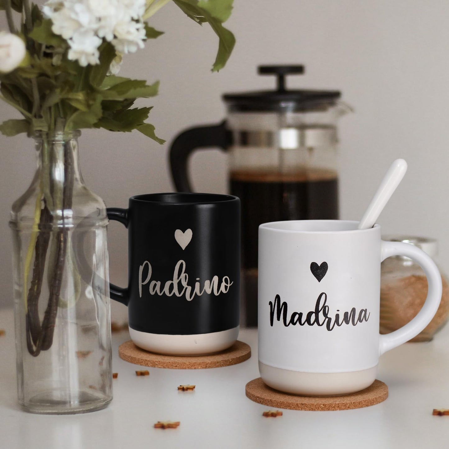 Cabtnca Godparents Proposal Gift, Padrinos Proposal Gift, Padrino Madrina Mugs, Christmas Birthday Gifts for Godparents from Godchild, Godmother Godfather Godparents Gifts for Baptism, 16 Oz Set of 2